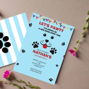 Puppy Dog Lets Pawty Birthday Kids Invitation
