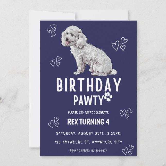 Puppy Dog Lets Pawty Birthday Party Invitation (Front)