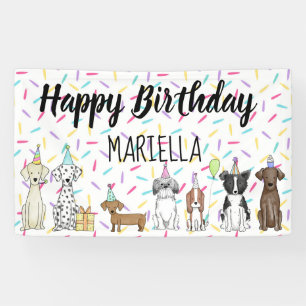 Puppy Dog Little Girl Birthday Party Banner