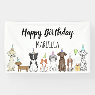 Puppy Dog Little Girl Birthday Party Banner