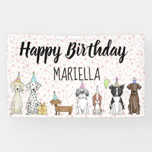 Puppy Dog Little Girl Birthday Party Banner