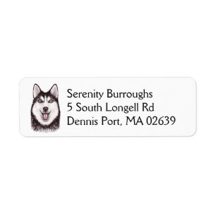 Puppy Dog Lover Watercolor Cute Siberian Husky Return Address Label