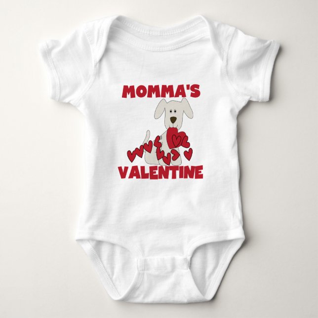 Puppy Dog Momma's Valentine Baby Bodysuit (Front)