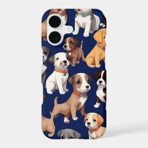 Puppy Dog Navy Blue Pattern Design