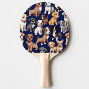 Puppy Dog Navy Blue Pattern Design Ping Pong Paddle