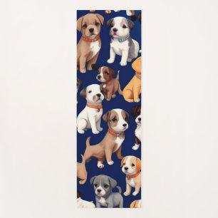 Puppy Dog Navy Blue Pattern Design Yoga Mat