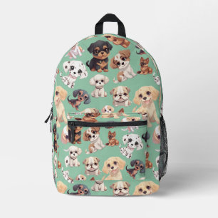 Puppy Dog Pale Green Printed Backpack