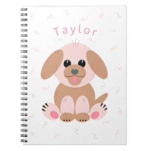 Puppy Dog Pastel Personalised Cartoon Simple Notebook