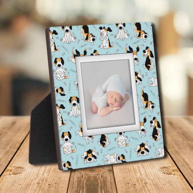Puppy Dog Pattern Frameless Family Photo Easel Plaque (Puppy Dog Pattern Frameless Family Photo Easel Plaque)