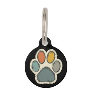 Puppy Dog Paw Print Animal Lover Peace Design Pet Tag