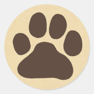 Puppy Dog Paw Print   Cute Canine Footprint Classic Round Sticker