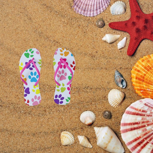 Puppy Dog Paw Print Flip Flops Women/Men Shoes (Creator Uploaded)