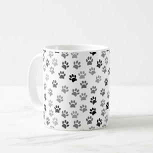 Puppy Dog Paw Prints   White & Gray Coffee Mug
