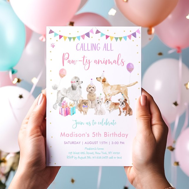 Puppy Dog Paw-ty Animal Birthday Invitation (Creator Uploaded)