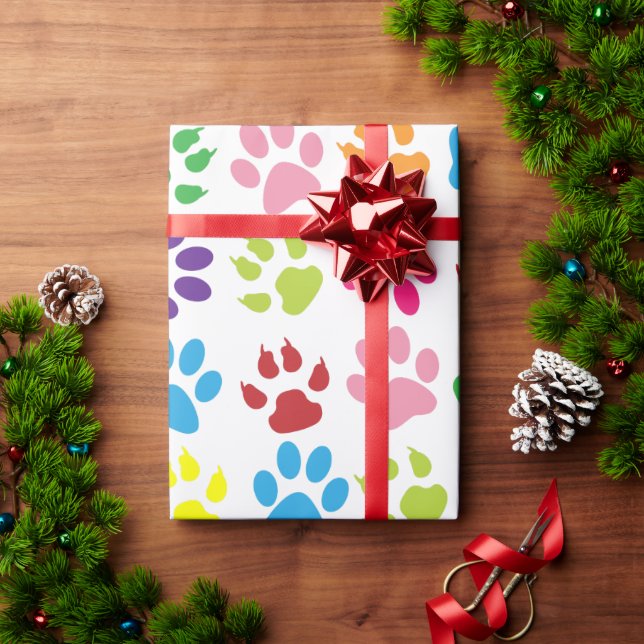 puppy dog paws tracks art pattern wrapping paper (Holiday Gift)