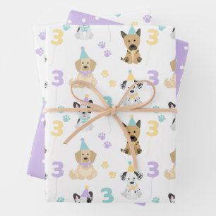 Puppy Dog Pawty Party Theme Wrapping Paper Sheet