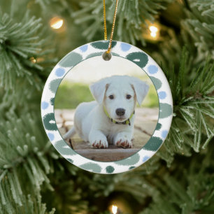 Puppy Dog Pet Colourful Blue Green Pattern Photo Ceramic Ornament
