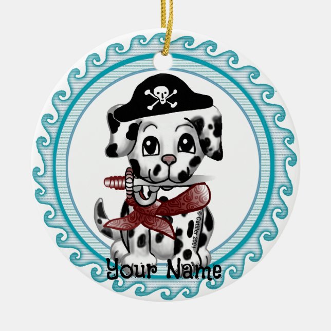 Puppy Dog Pirate  Ceramic Ornament (Front)