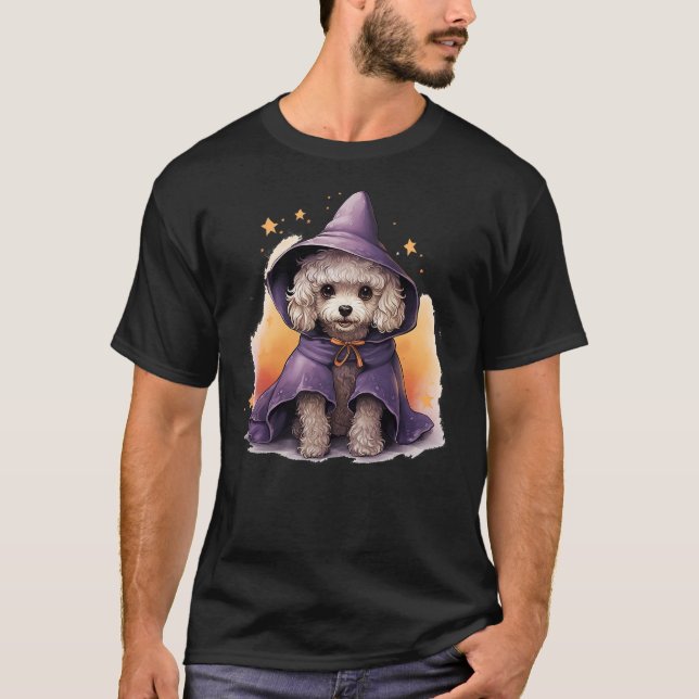 puppy dog poodle witch halloween T-Shirt (Front)