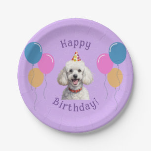 Puppy Dog Purple Birthday Paw-ty Paper Plate
