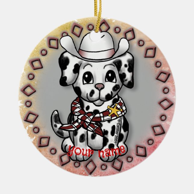 Puppy Dog Sheriff  Ceramic Ornament (Front)