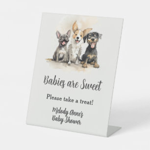 Puppy Dog Tails Boy Baby Shower Treats Pedestal Sign