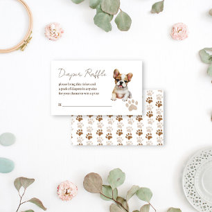 Puppy dog themed baby shower diaper raffle enclosure card