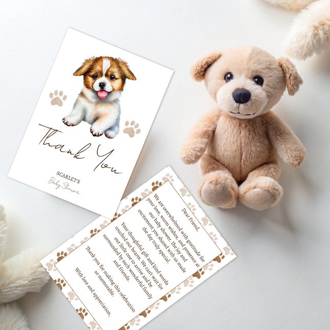 Puppy dog themed baby shower thank you card (Puppy dog themed baby shower thank you card cute puppy thank you cards for dog lovers baby shower)