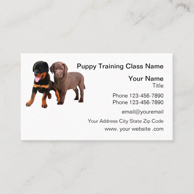 Puppy Dog Training And Obedience Business Card (Front)