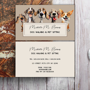 Puppy Dog Walker Sitter Modern Professional Business Card