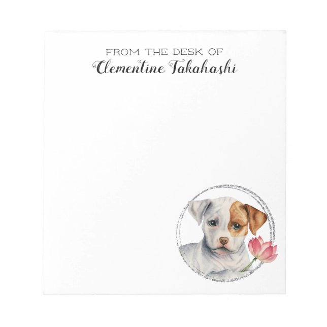 Puppy Dog Watercolor Art Personalised Notepad (Front)