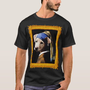 Puppy Dog with a Pearl Earring Vermeer Parody Fram T-Shirt