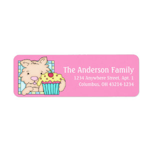 Puppy Dog with Cupcake Birthday Address Labels d4