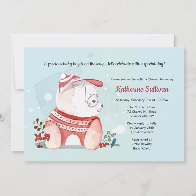 Puppy Dog With Glasses Baby Shower Invitation (Front)