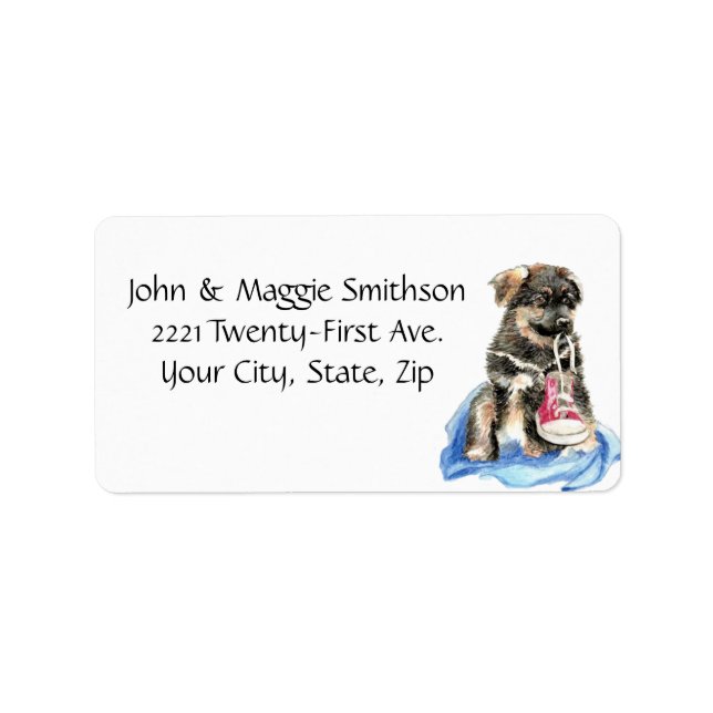 Puppy Dog with Running Shoe art Address label (Front)