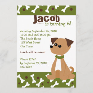 Puppy Doggie in Green Invitation
