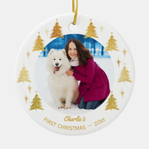 Puppy Dogs First Christmas - Custom Pet Photo Ceramic Ornament
