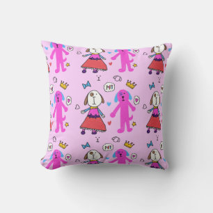 "Puppy Dogs in Pink" Pillow