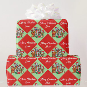 Puppy Dogs Personalise Name Merry Christmas Roll W Wrapping Paper