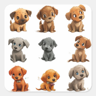 Puppy dogs  square sticker
