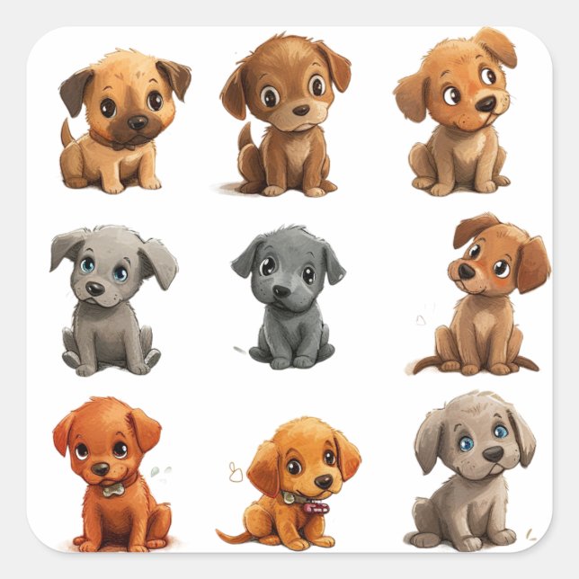 Puppy dogs  square sticker (Front)