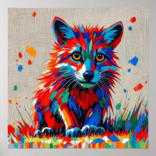 Puppy Expressive abstract animal art design Poster (Front)