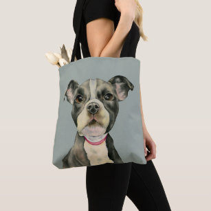 Puppy Eyes   Cute Pit Bull Terrier Dog Tote Bag