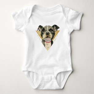 "Puppy Eyes" Pit Bull Dog Watercolor Painting 3 Baby Bodysuit