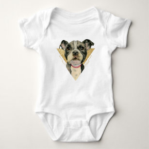 "Puppy Eyes" Pit Bull Dog Watercolor Painting 3 Baby Bodysuit