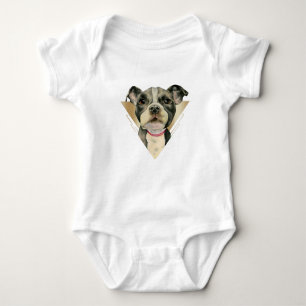 "Puppy Eyes" Pit Bull Dog Watercolor Painting 4 Baby Bodysuit
