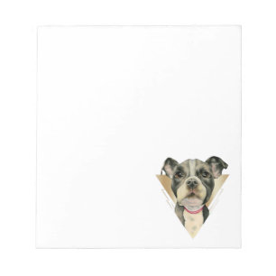 "Puppy Eyes" Pit Bull Dog Watercolor Painting 4 Notepad