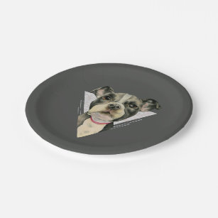 "Puppy Eyes" Pit Bull Dog Watercolor Painting Paper Plate