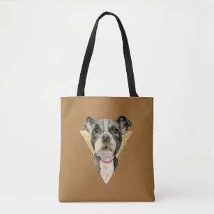 Puppy Eyes   Pit Bull Dog Watercolor Painting Tote Bag