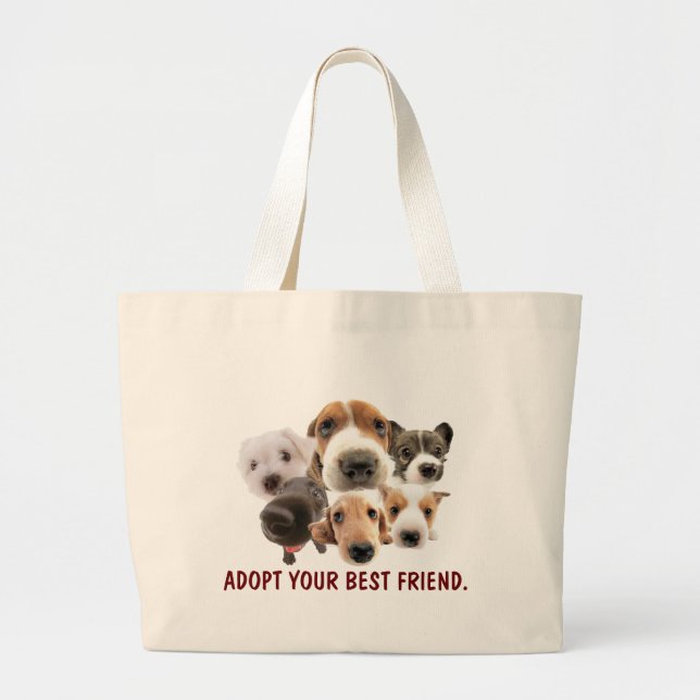 Puppy Faces Large Tote Bag (Front)